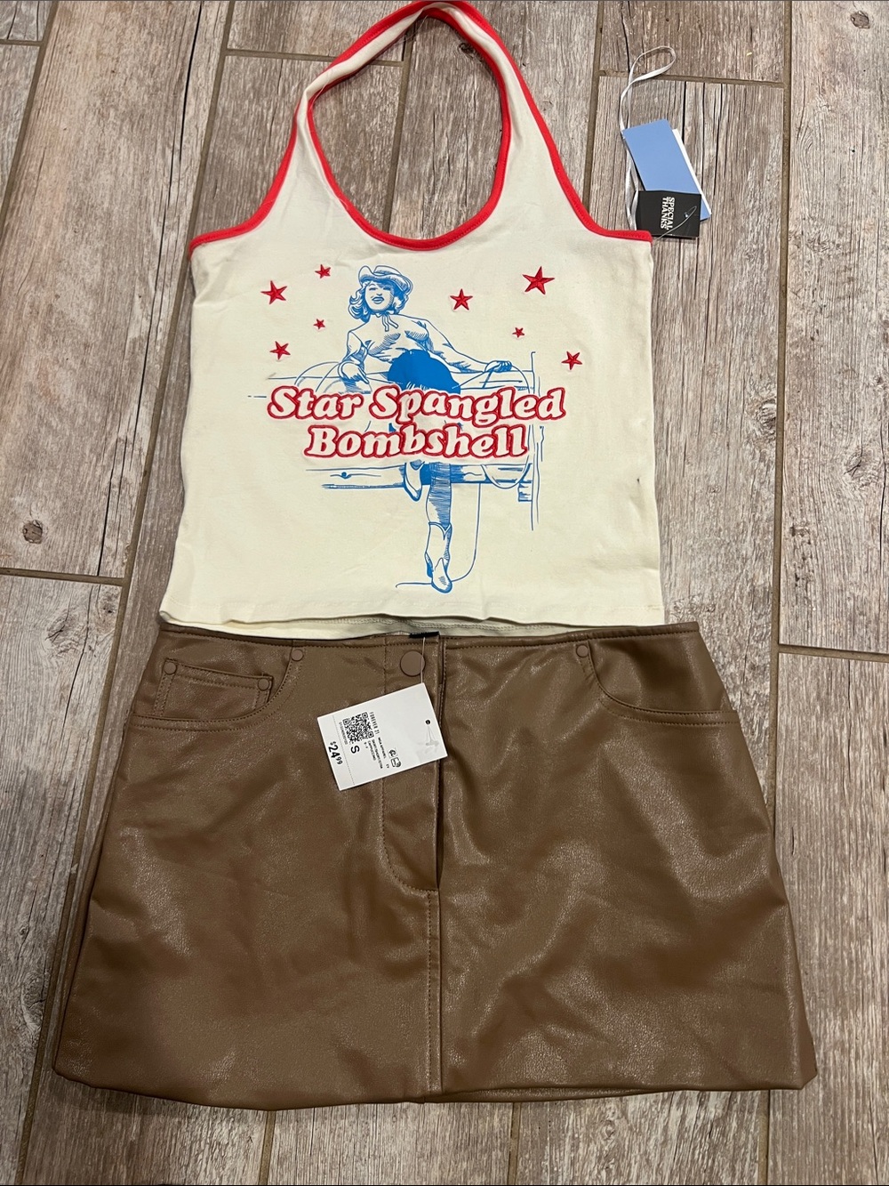 Star Spangled Bombshell Graphic Halter Tank Top